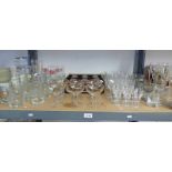 SELECTION OF GLASSWARE OVER 1 SHELF