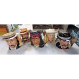 SET OF 5 ROYAL DOULTON CHARACTER JUGS, THE WILD WEST COLLECTION, INCLUDING ANNIE OAKLEY D6732,