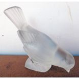 RENE LALIQUE FROSTED GLASS BIRD, SIGNED IN SCRIPT LALIQUE FRANCE,