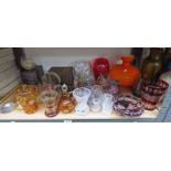 SELECTION OF COLOURED & CUT GLASSWARE, INCLUDING STUART CRYSTAL, CAITHNESS,