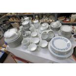 NORITAKE KAMBROOK DINNERWARE & NORITAKE ROYAL BLUE PLATES ON 1 SHELF