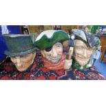 3 DOULTON CHARACTER JUGS TO INCLUDE D6525 'ROBIN HOOD', D6616 'SMUGGLER',