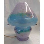 MONART MUSHROOM SHAPED PINK AND BLUE GLASS TABLE LAMP - 28 CM TALL Condition Report: