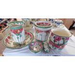 SELECTION OF ROYAL DOULTON POPPIES PATTERN D3225 PORCELAIN: EWER & BASIN, TWO CHAMBER POTS,