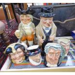 6 DOULTON CHARACTER JUGS TO INCLUDE 'WINSTON CHURCHILL', HAPPY JOHN', 'CAPTAIN HENRY MORGAN',