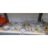 VARIOUS GLASSES, ETCHED GLASS,