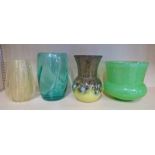 FOUR 20TH CENTURY ART GLASS VASES INCLUDING STRATHEARN