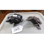 2 ORIENTAL BRONZE FROGS