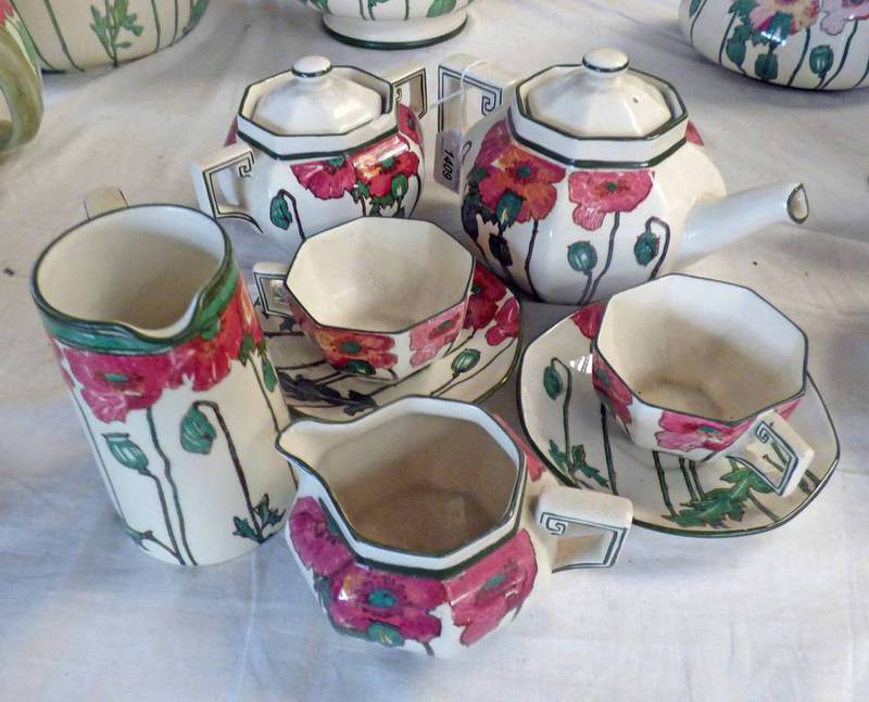 ROYAL DOULTON POPPIES PATTERN D 3225 TEA SET FOR TWO WITH EXTRA WATER JUG Condition