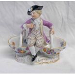 MEISSEN PORCELAIN FIGURE OF BOY WITH 2 BASKETS Condition Report: Chip to right side