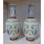 PAIR OF METTLACH VASES WITH FLORAL AND LEAF DECORATION NO 1807,