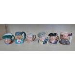 6 ROYAL DOULTON CHARACTER JUGS INCLUDING W G.