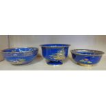 2 CARLTON WARE CHINOISERIE PATTERN LUSTRE BOWLS AND A PERSIAN BOWL - 23 CM DIAMETER