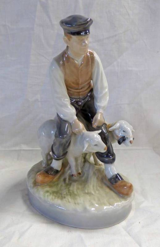 ROYAL COPENHAGEN FIGURE NO 627 FARMER WITH SHEEP - 19.