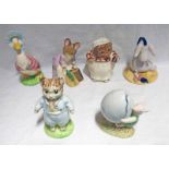 4 BESWICK BEATRIX POTTER FIGURES TO INCLUDE JEMIMA PUDDLE-DUCK AND MRS TIGGY- WINKLE TOGETHER WITH