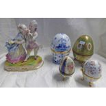 3 PORCELAIN EGGS,