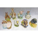 8 ROYAL ALBERT BEATRIX POTTER FIGURES TO INCLUDE DIGGORY DIGGORY DELVET, LITTLE PIG ROBINSON,