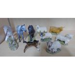 SELECTION OF FARM ANIMAL FIGURES INCLUDING BESWICK HORSE, TEVIOTDALE HORSE,