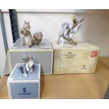 3 BOXED LLADRO FIGURES OF SQUIRREL,