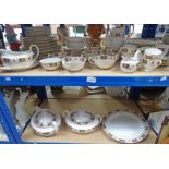 ROYAL CROWN DERBY DINNER SERVICE IN DERBY BORDER DESIGN INCLUDING 2 TUREENS, COFFEE SET,