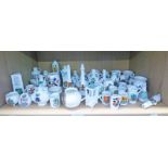 1 SHELF OF GOSS CRESTED WARE INCLUDING CATTLE ABBEY, CHICKEN ROCK LIGHTHOUSE, PRESTON SEDAN CHAIR,