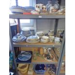 SELECTION OF SILVER PLATED WARE, HIP FLASKS, DAVENPORT POTTERY CONCORDE WALL PLATE,