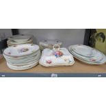 19TH CENTURY CROWN DERBY DINNERWARE DECORATED WITH FLOWERS INCLUDING 4 ASHETS,