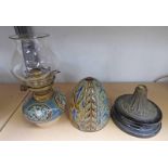 ROYAL DOULTON PARAFFIN LAMP WITH CIRCULAR BASE Condition Report: Minor abrasions and