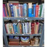 SELECTION OF VARIOUS COOKERY & OTHER BOOKS, SUITCASES, JARS, ETC,