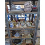 LARGE SELECTION OF PORCELAIN, INCLUDING MASONS WARE, CHAMBER POTS,