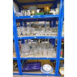 EXCELLENT SELECTION OF BLUE & WHITE PORCELAIN, SELECTION EDINBURGH & OTHER CRYSTAL CASED GLASSES,