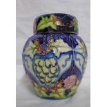 MOORCROFT GINGER JAR WITH GRAPE DESIGN - 11CM TALL Condition Report: Green pads have