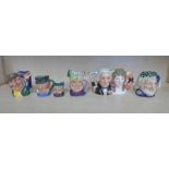 6 ROYAL DOULTON CHARACTER JUGS INCLUDING LORD NELSON & LADY HAMILTON WITH CERTIFICATE, UGLY DUCHESS,