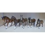 5 BROWN ROYAL DOULTON HORSES