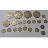 SELECTION OF VICTORIA SILVER COINAGE TO INCLUDE 1891 CROWN, 1887 DOUBLE FLORIN,