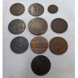 TEN 17TH & 18TH CENTURY COINS/TOKENS TO INCLUDE 1677 BAWBEE, 16?? LIVERPOOL HALFPENNY,