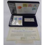 DANBURY MINT SILVER JUBILEE SOUVENIR PACK WITH SILVER INGOT AND 4 FIRST DAY COVERS,