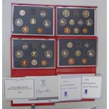 1988-1991 UK PROOF COIN SETS, ALL IN DELUXE CASES OF ISSUE AND WITH C.O.