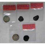 5 SCOTTISH COINS TO INCLUDE 2 JAMES V PLAQUES, JAMES II OR JAMES III PENNY,