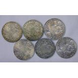 SIX 1780 AUSTRIAN MARIA THERESA THALER RESTRIKE COINS