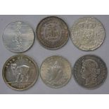 1892 SWISS 5 FRANCS, 1847 NETHERLANDS 2 1/2 GULDEN, 1898 PORTUGESE 1000 REIS,