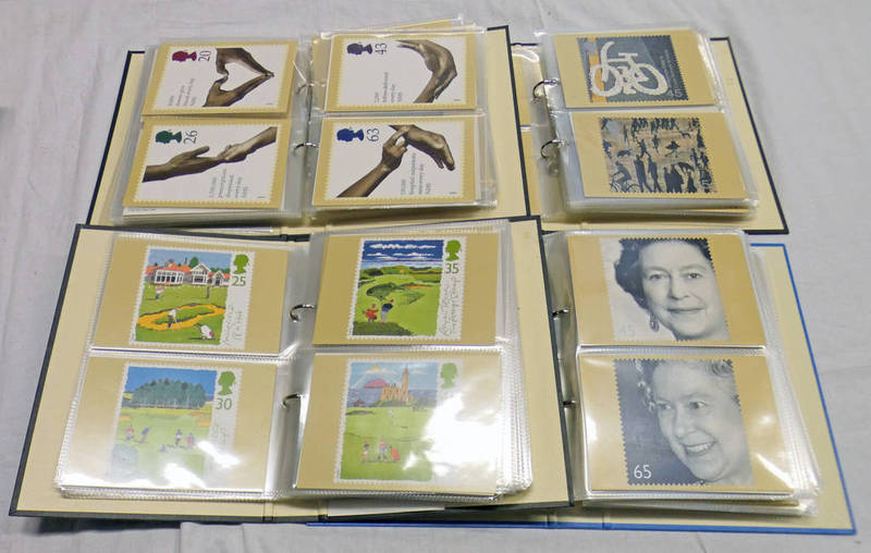 4 ALBUMS OF GB 1993 - 2003 PHQ CARDS WITH MINT SET TO INCLUDE HG WELLS, COMEDIANS, BUSES,
