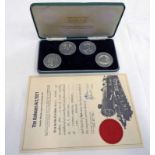 RAILWAYS ACT 1921 50TH ANNIVERSARY STERLING SILVER COMMEMORATIVE 4 MEDAL SET IN CASE OF ISSUE