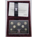 1996 UK 25TH ANNIVERSARY OF DECIMAL CURRENCY SILVER PROOF 7 COIN SET, IN CASE OF ISSUE, WITH C.O.