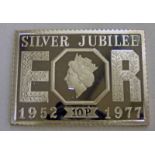 DANBURY MINT SILVER JUBILEE POST OFFICE OFFICIAL COMMEMORATIVE STAMP EDITION WITH SILVER INGOT AND