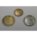 3 CHARLES II SILVER COINS TO INCLUDE UNDATED TWOPENCE,