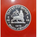 1972 EMPIRE OF ETHIOPIA HAILE SELASSIE $5 PROOF COIN