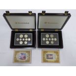 TWO 1953 CORONATION SETS PLATED IN 22CT GOLD, BOTH IN CASE OF ISSUE WITH C.O.A.