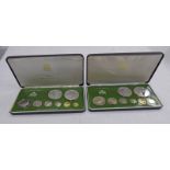 1976 AND 1977 GUYANA 8 COIN PROOF SETS, IN CASE OF ISSUE WITH C.O.A.