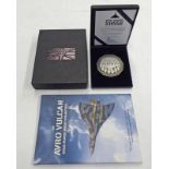 2015 AVRO VULCAN XH558 COMMEMORATIVE SILVER MEDAL CONTAINING VULCAN METAL IN CASE OF ISSUE WITH C.O.